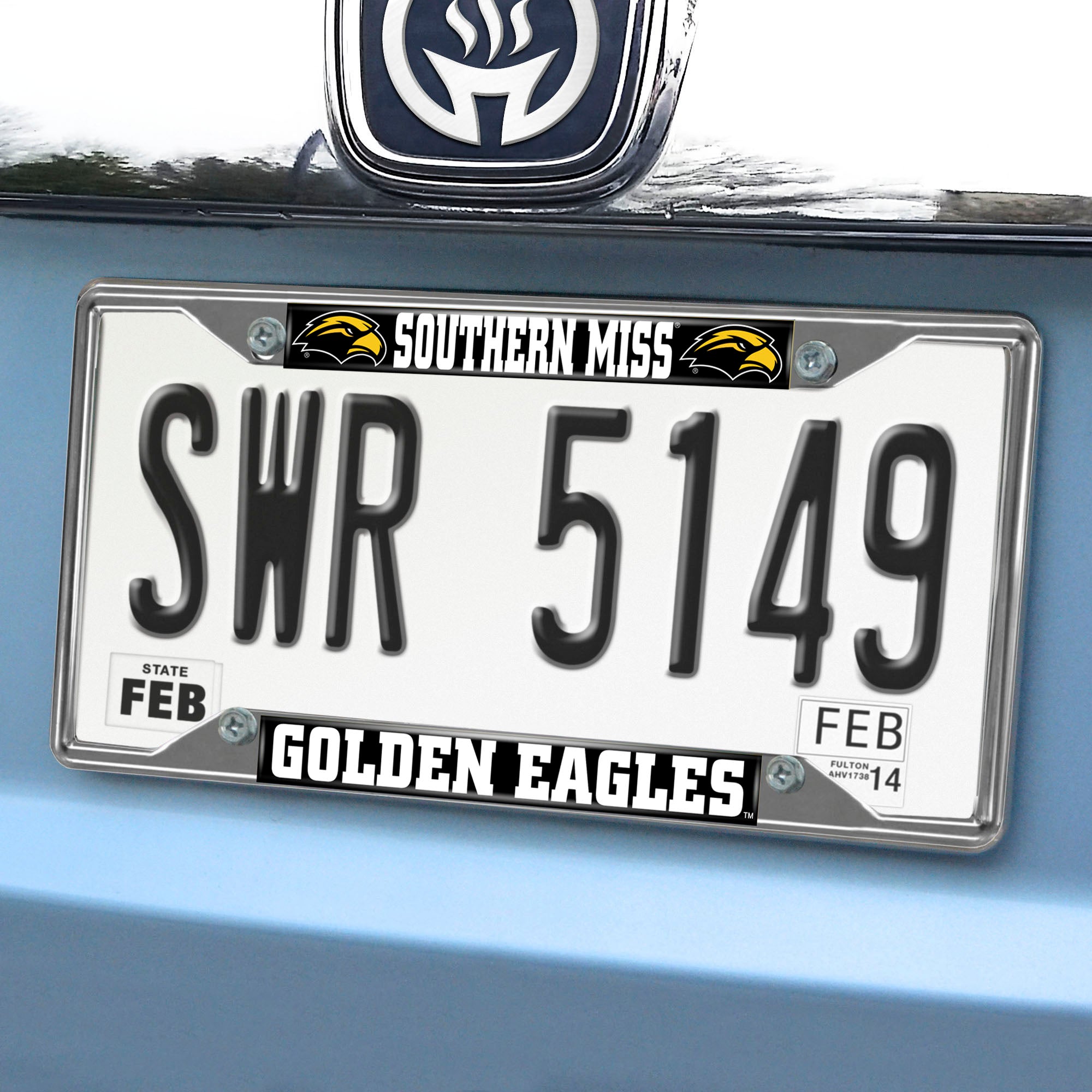 Fanmats Southern Miss Golden Eagles Chrom Metall Nummernschild Rahmen, 6,25′′ x 12,25′′