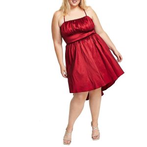 Plus Pleated Knee Fit & Flare Kleid
