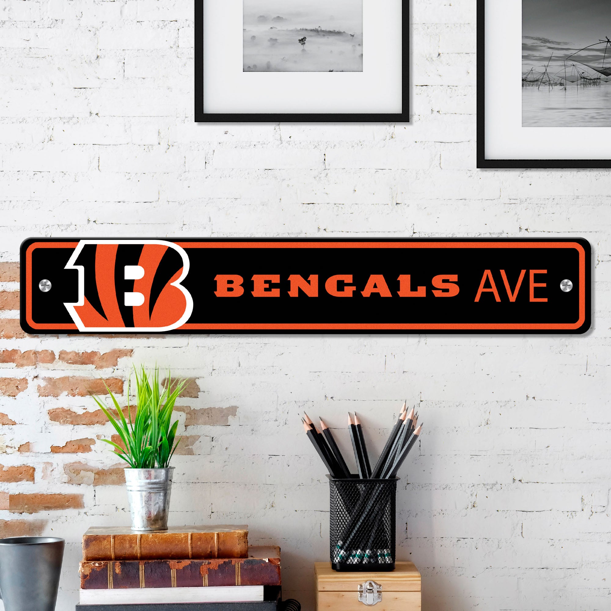 Fanmats Cincinnati Bengals Team Farbe Straßenschild 4 "X 24" Leichtgewicht