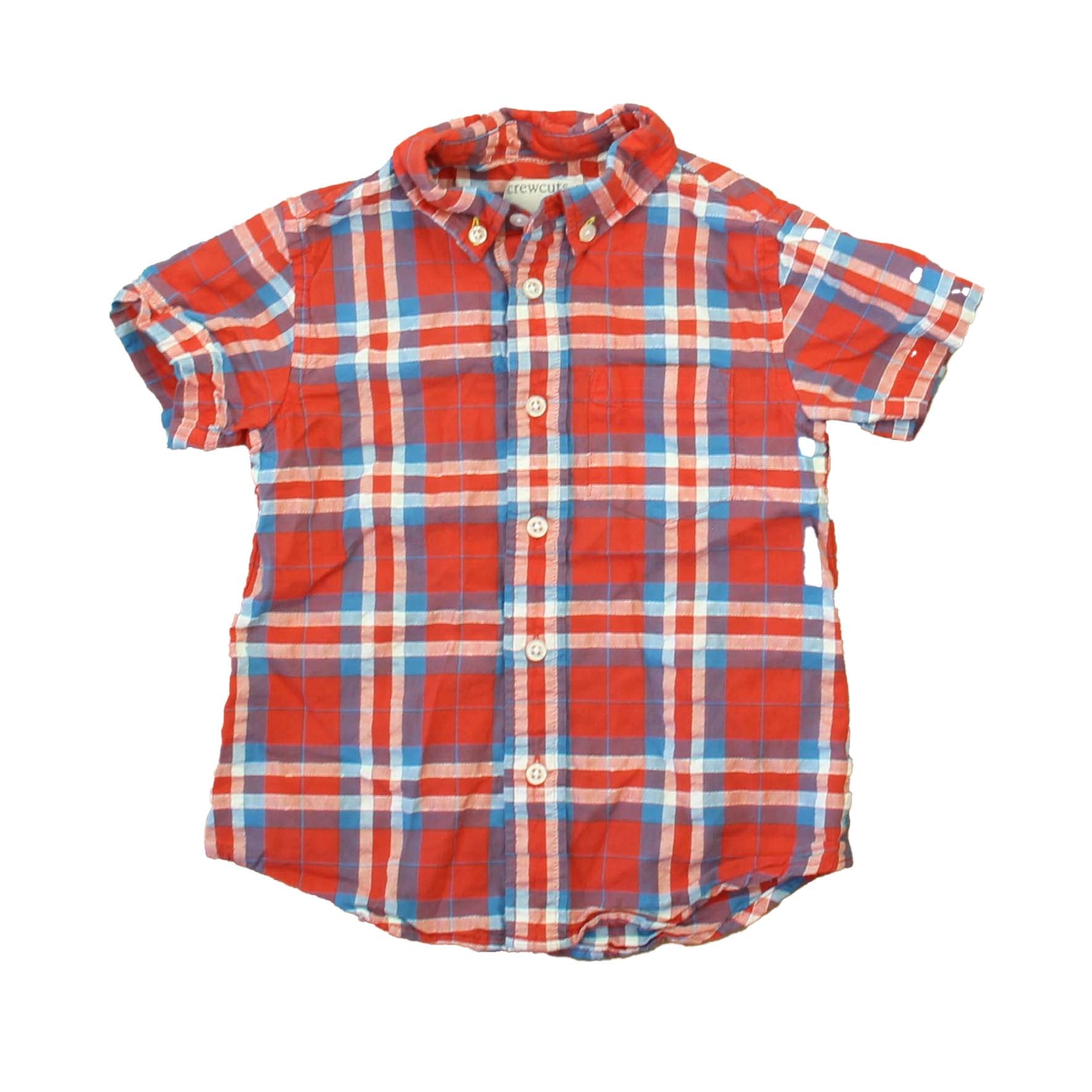 Crewcuts Jungen Rot – Weiß – Blau mit Knopfleiste Kurzarm