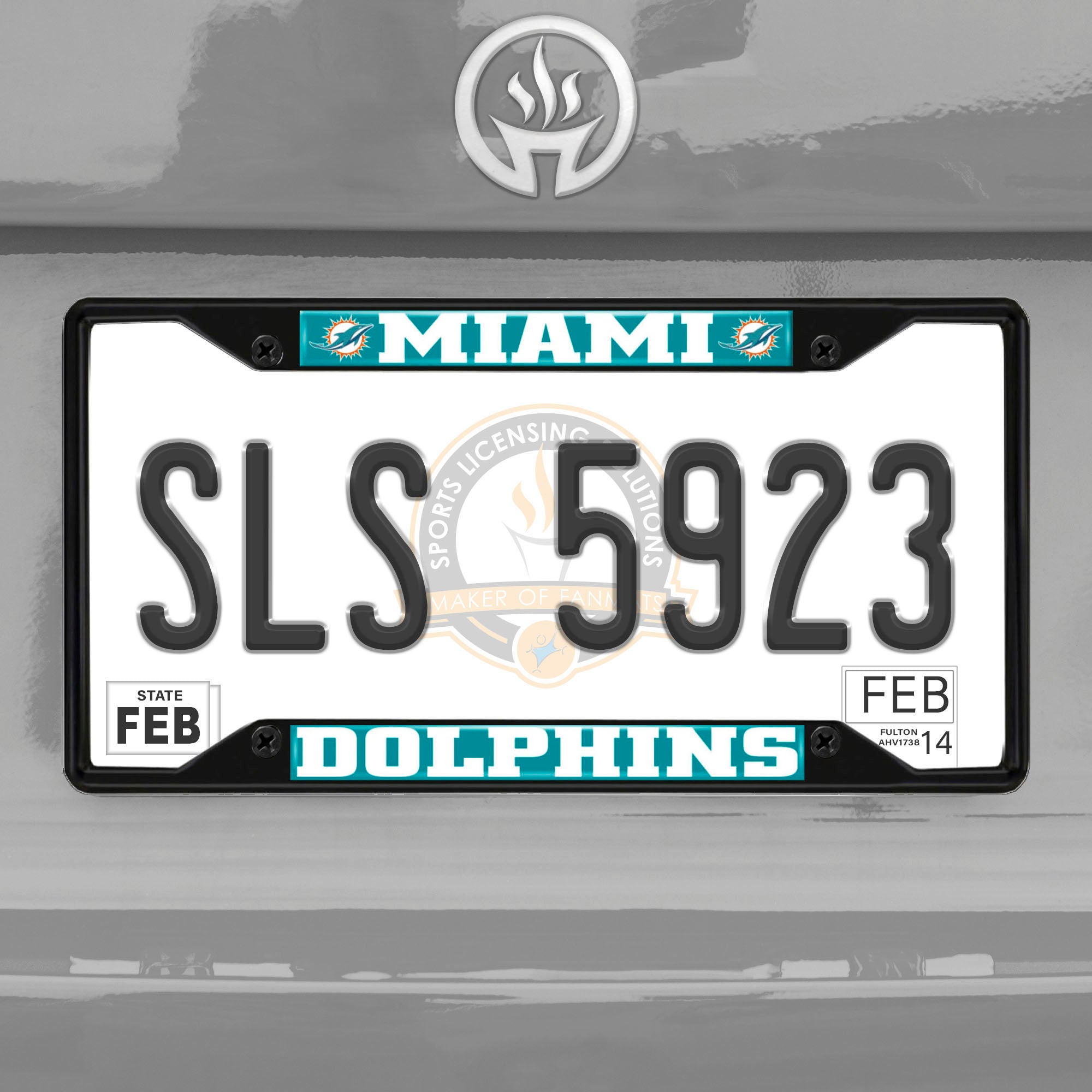 Fanmats Miami Dolphins Metall Nummernschild Rahmen schwarz Finish