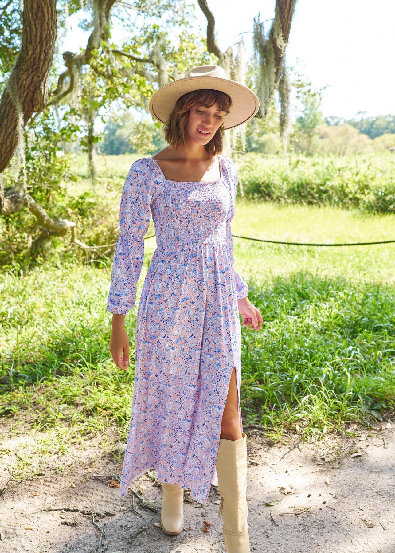 Marion Square Puff Sleeve Maxikleid