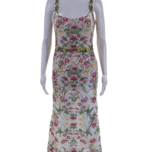 Marchesa Notte Damen weiß florale Spitze scoop Hals ärmellose Kleid Kleid 7833486262332