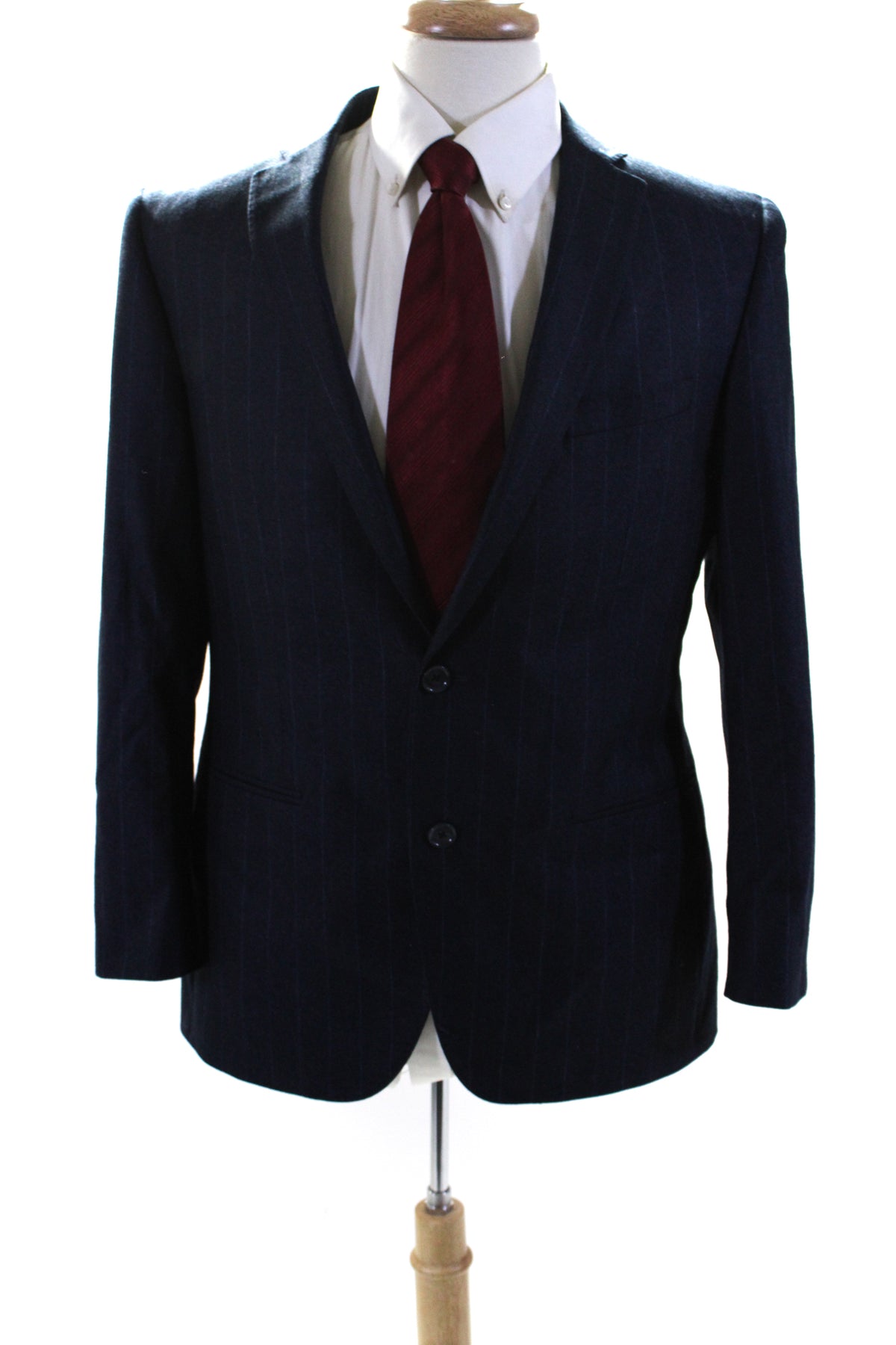 Corneliani Herren Herringbone Pinstripe Zwei Knopf Blazer Jacke Dunkelblau