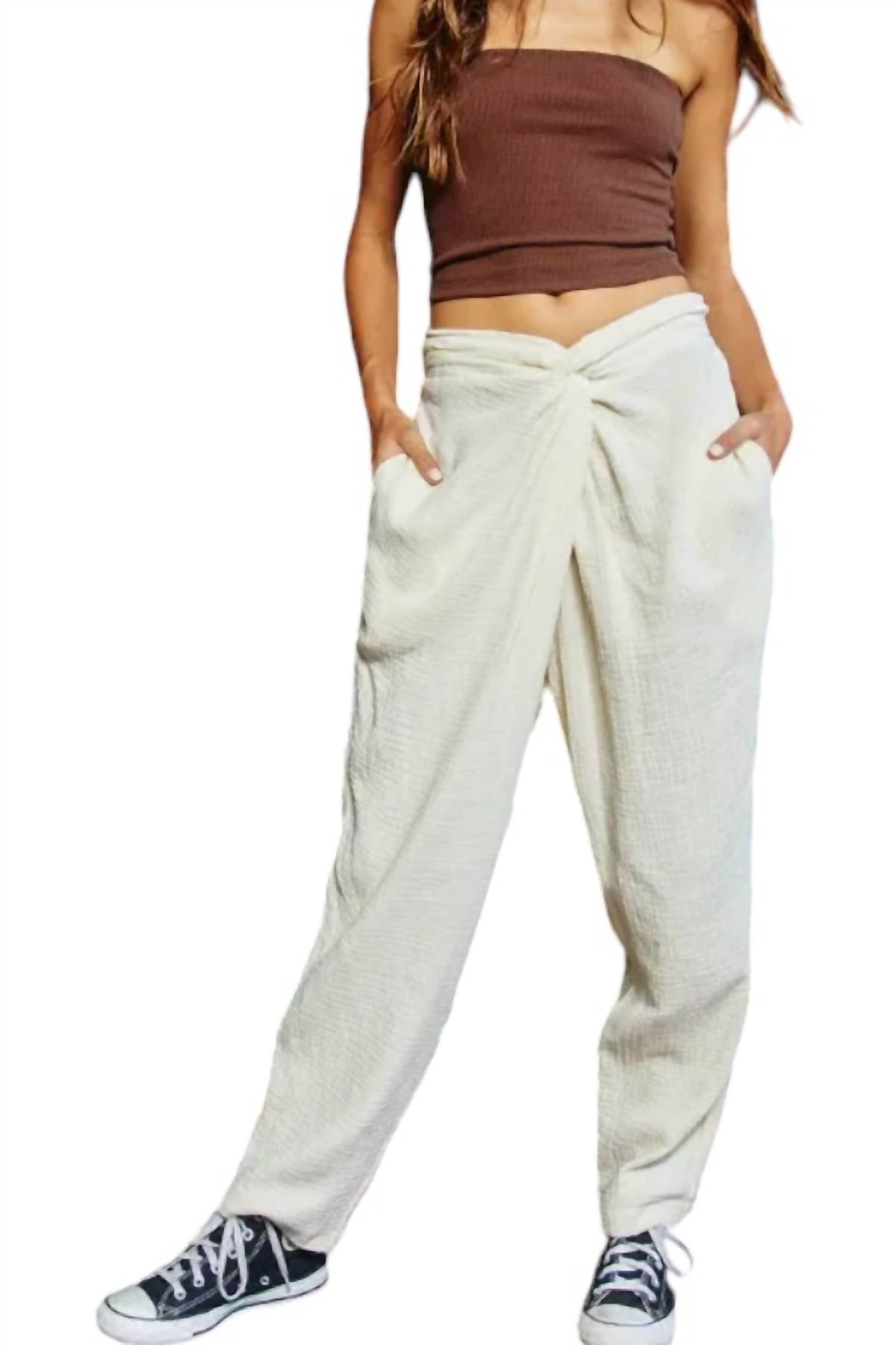Sommer Twist Taille Hose in Creme