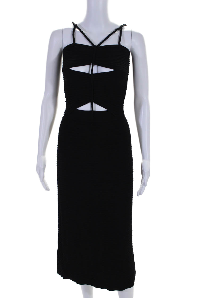 Altuzarra Damen Plissee Sweetheart mit Riemchen Ausschnitt Maxi Kleid Schwarz