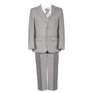 Grauer, schicker 5-teiliger Anzug für kleine Jungen, Weste, Jacke, Hose, für besondere Anlässe, 2–7