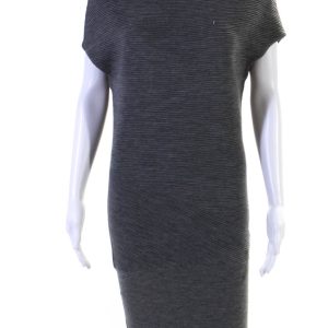 Alexander McQueen Damen Rundhalsausschnitt ärmellos gerippt Mini Kleid Grau
