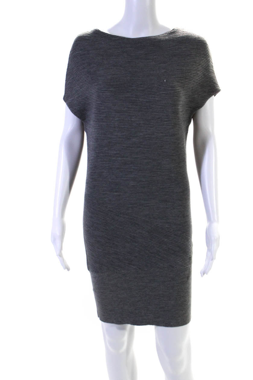 Alexander McQueen Damen Rundhalsausschnitt ärmellos gerippt Mini Kleid Grau