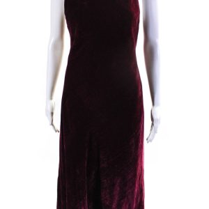 Sies Marjan Damen Rippe Samt ärmellos runder Hals a-line Maxikleid rot 7833493700668