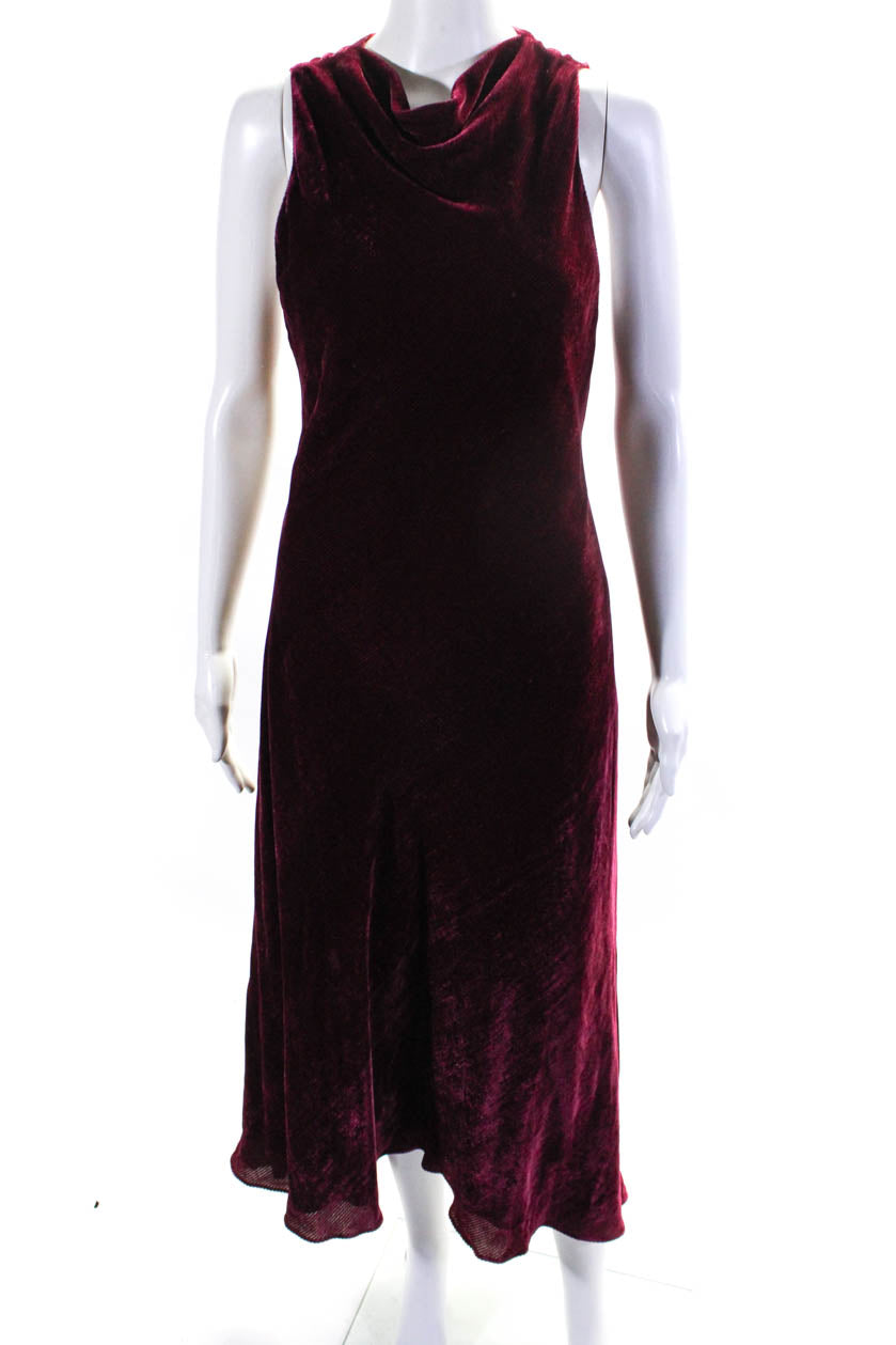 Sies Marjan Damen Rippe Samt Ärmellos Rundhals A-Linie Maxi Kleid Rot