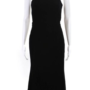 Ralph Lauren schwarzes Etikett Damen trägerlosen Samt Midikleid Kleid schwarz 7833486000188