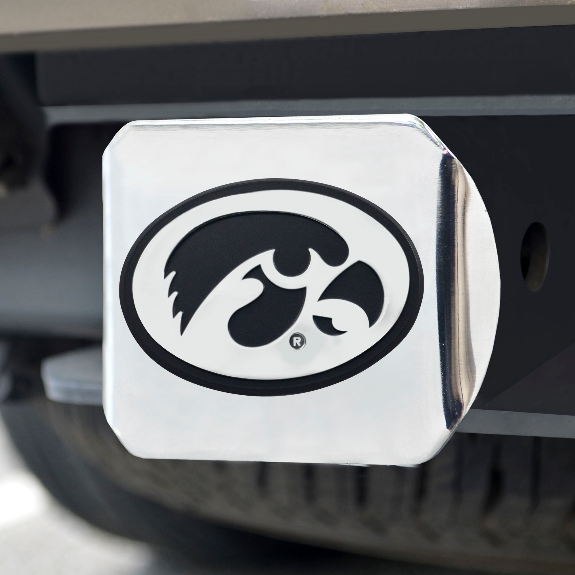 Fanmats Iowa Hawkeyes Chrom Metall Hitch Cover mit Chrom Metall 3D Emblem