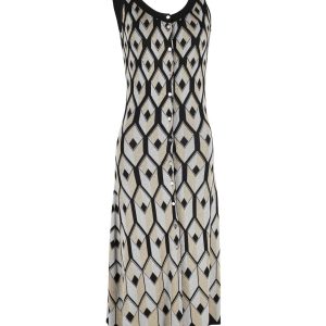 Paco Rabanne Geometric-Intarsia metallic-webendes Midikleid in mehrfarbiger Viskose