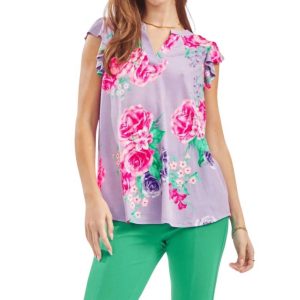 Flutter Sleeve Top in Lavender Blüten 7833379143740