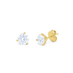 14kt Gelbgold Solitär Diamant Ohrstecker mit 2.00 cts tw runde Diamanten in einem Martini Einstellung gesetzt