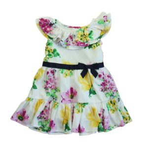 Janie and Jack Mädchen weiß mit Blumenmuster Kleid – 7805923524668