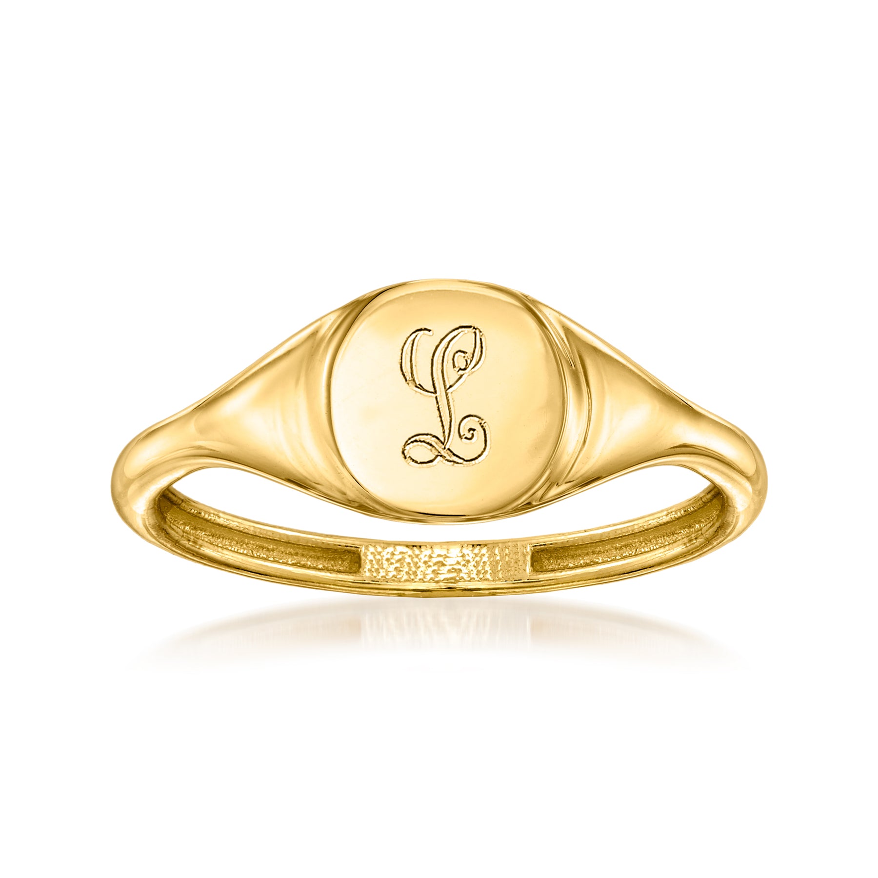 RS Pure Von Ross-Simons Italienische 14kt Gelbgold personalisierte Kreis Siegelring