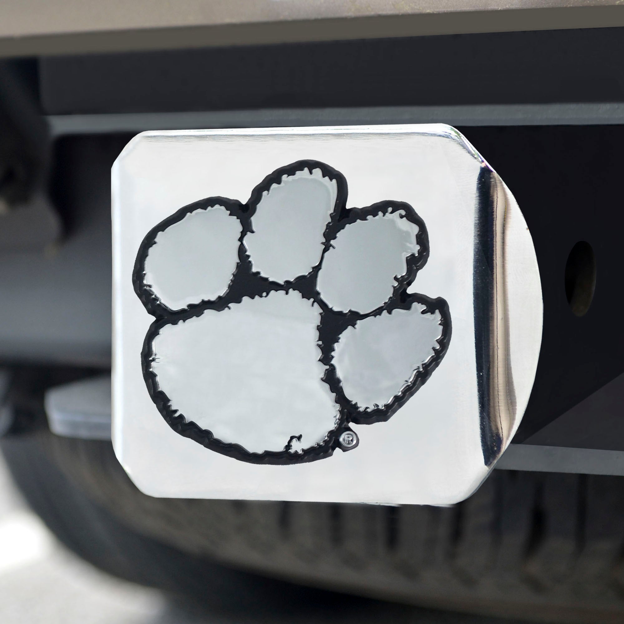 Fanmats Clemson Tigers Chrom Metall Hitch Cover mit Chrom Metall 3D Emblem