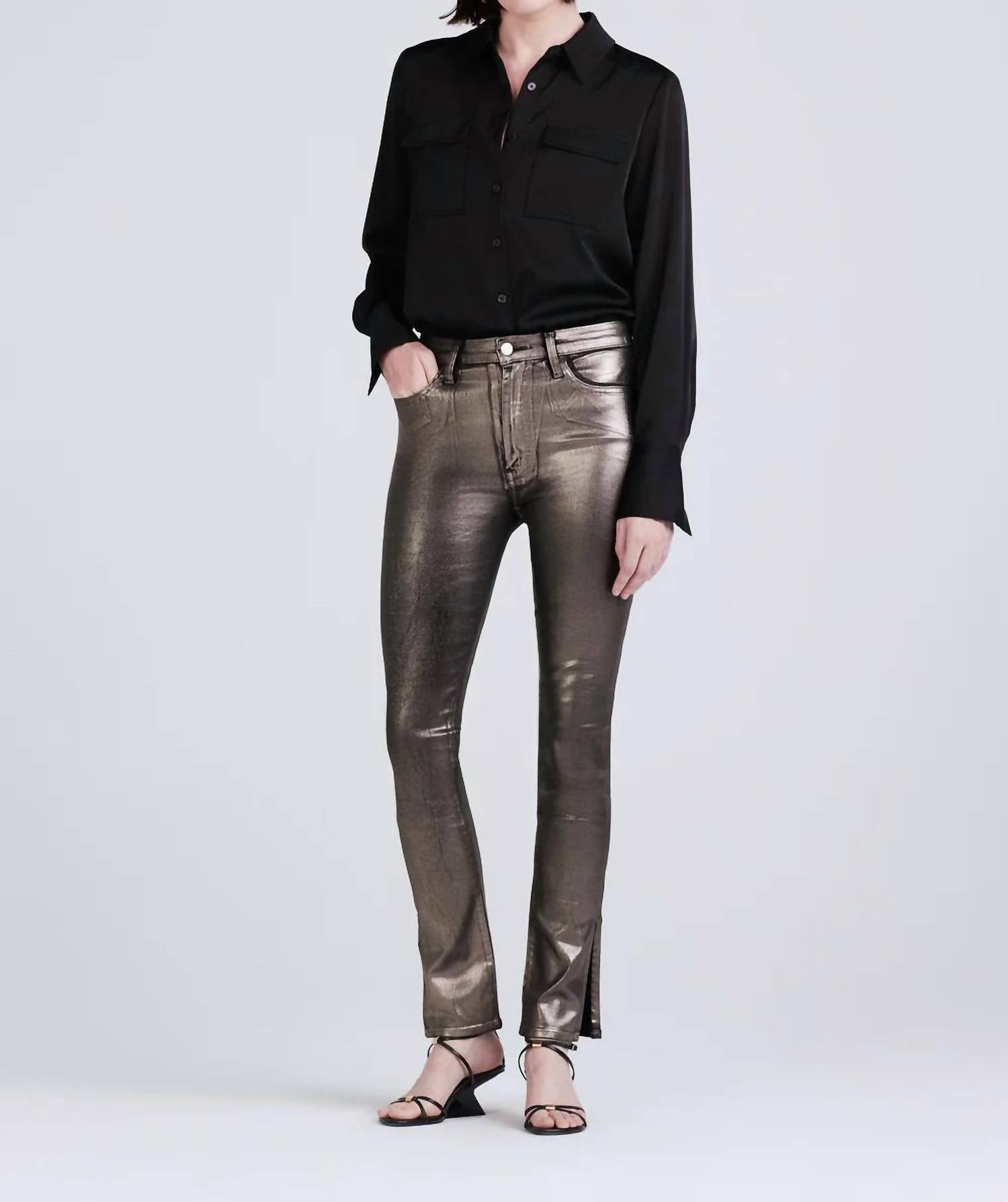 Kyle hoher Bund Legging Skinny Jeans mit Metallic-Beschichtung