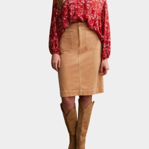 Jacquard challis Knopf nach oben Bluse in Scharlach 7833382649916