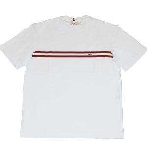 Bally 6233736 Herren Knochen 100% Baumwolle gestreiftes Logo T-Shirt – 7706168623164