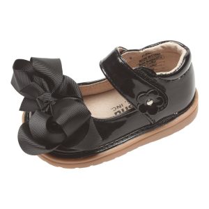 Mooshu-Turnschuhe für kleine Mädchen, schwarze Mary-Jane-Schuhe aus Lackleder mit Schleife, Größe 5–9, Kleinkind