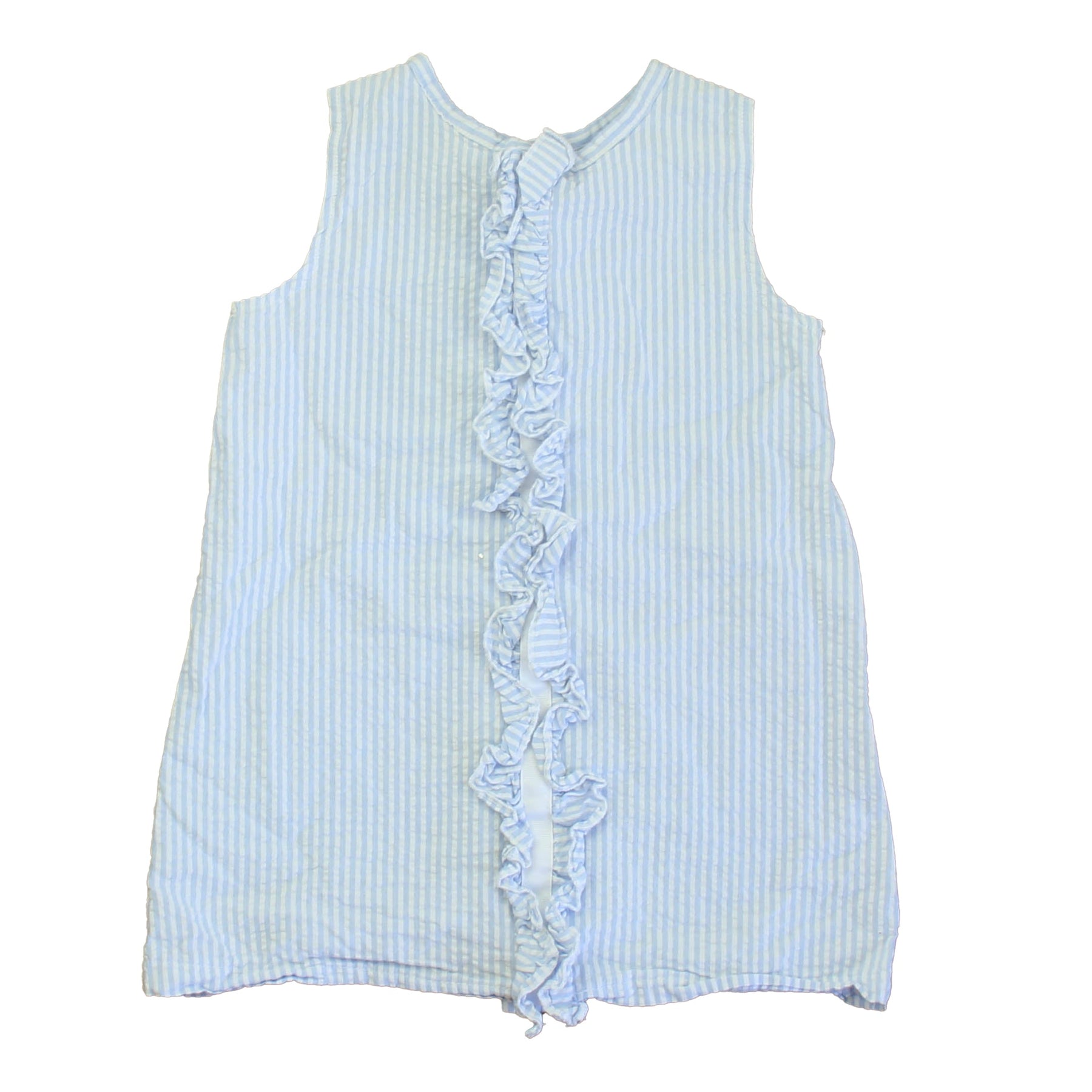 The Groovy Gator Mädchen Blau – Weißes Seersucker Kleid