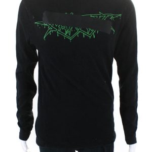 Off weiße Herren lange Ärmel Tunnelzug unten T-Shirt schwarz 7833411420220