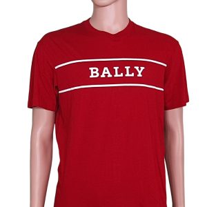 Bally 6240605 Herren rote Baumwolle bedrucktes Logo T-Shirt – 7706142539836
