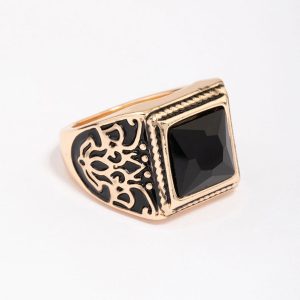 Antik Gold Quadrat Schwarz Antik Ring