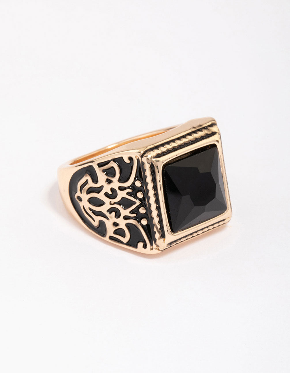 Antik Gold Quadrat Schwarz Antik Ring