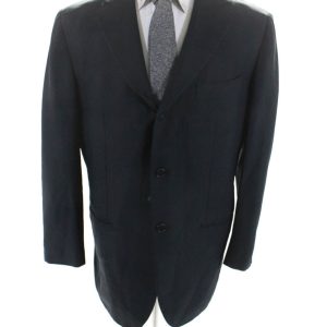 Borrelli Herren zwei Knopf geknickt Kragen Blazer Jacke schwarz Wolle 7833412239420