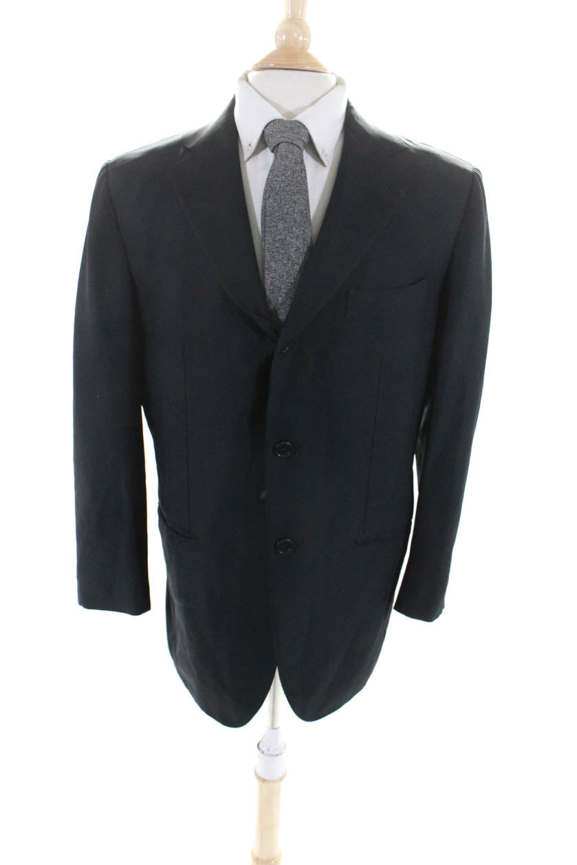 Borrelli Herren Zwei Knopf gekerbt Kragen Blazer Jacke schwarz Wolle