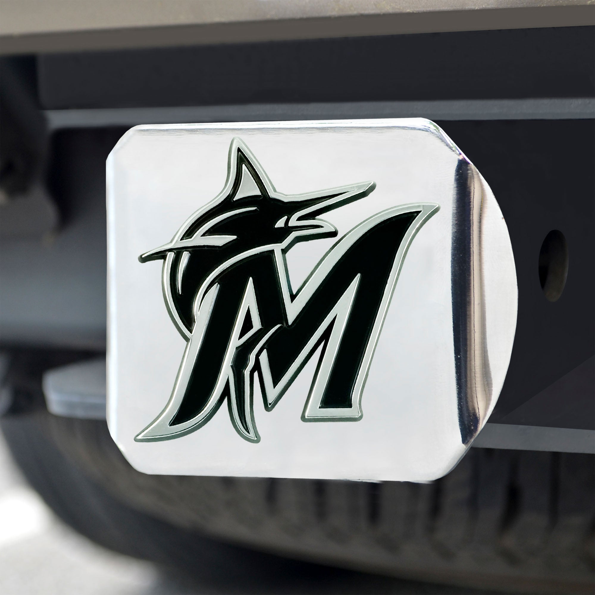 Fanmats Miami Marlins Chrom Metall Hitch Cover mit Chrom Metall 3D Emblem