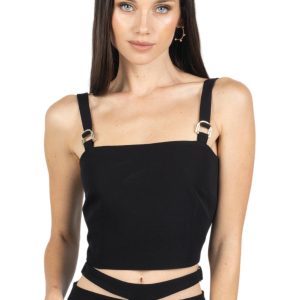 Kim Cropped Top With Buckles in Schwarz 7705918636092