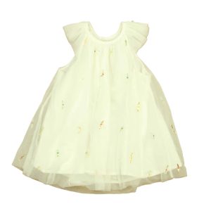 Velveteen Mädchen Weiß – Goldflecken Kleid