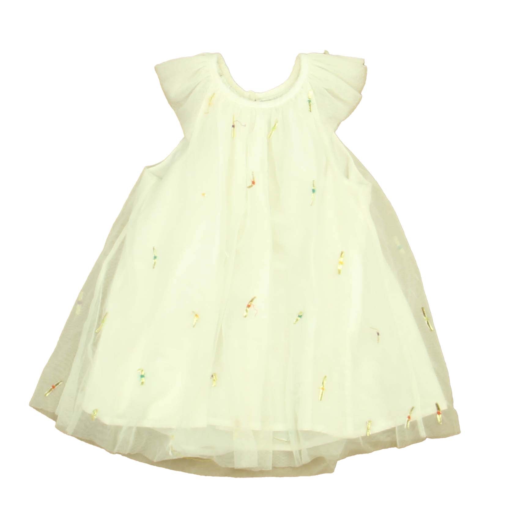 Velveteen Mädchen Weiß – Goldflecken Kleid