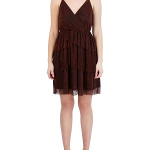 Damen Metallic Mini Cocktail und Partykleid