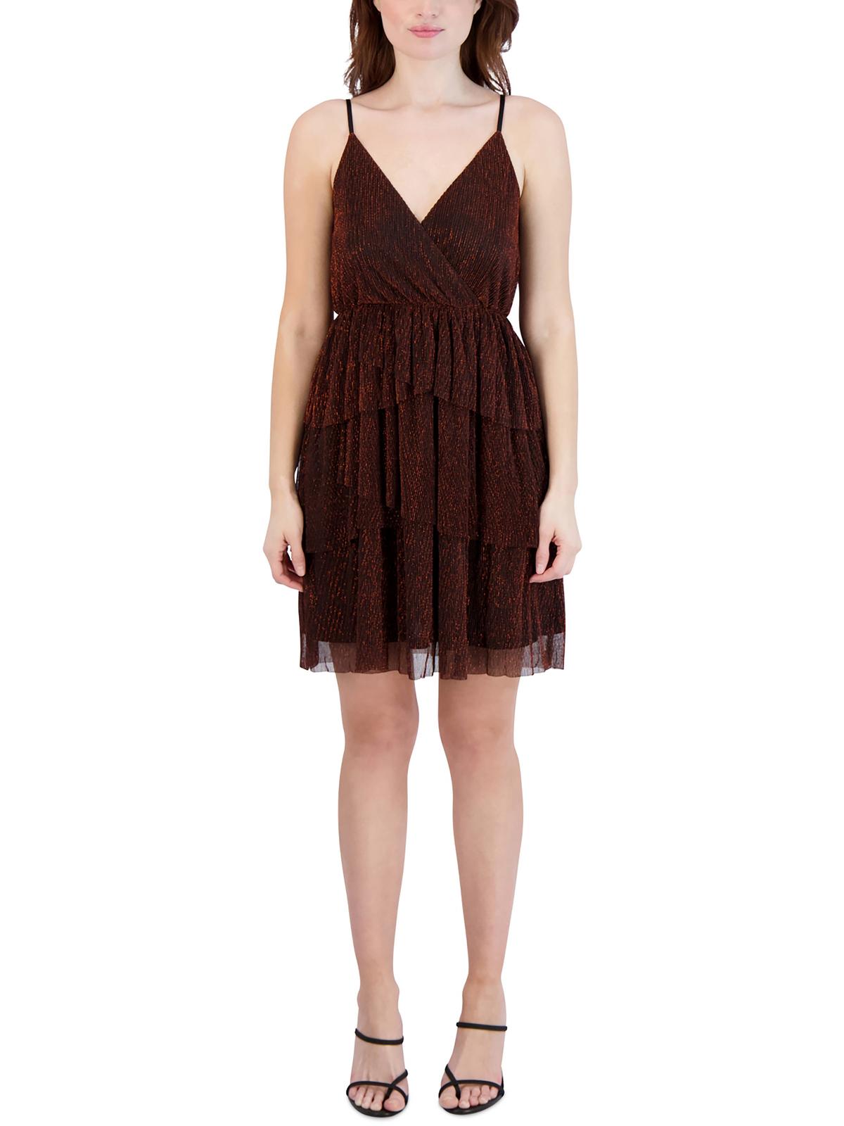 Damen Metallic Mini Cocktail und Partykleid
