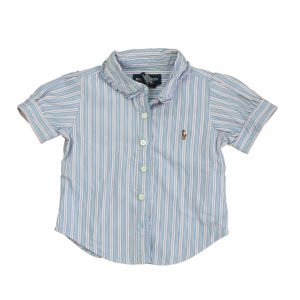 Ralph Lauren Mädchen blau- rosa Streifen Bluse 7805877649468