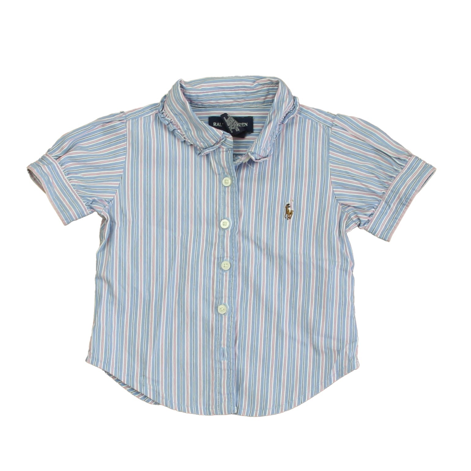 Ralph Lauren Mädchen Blau – Rosa Streifen Bluse