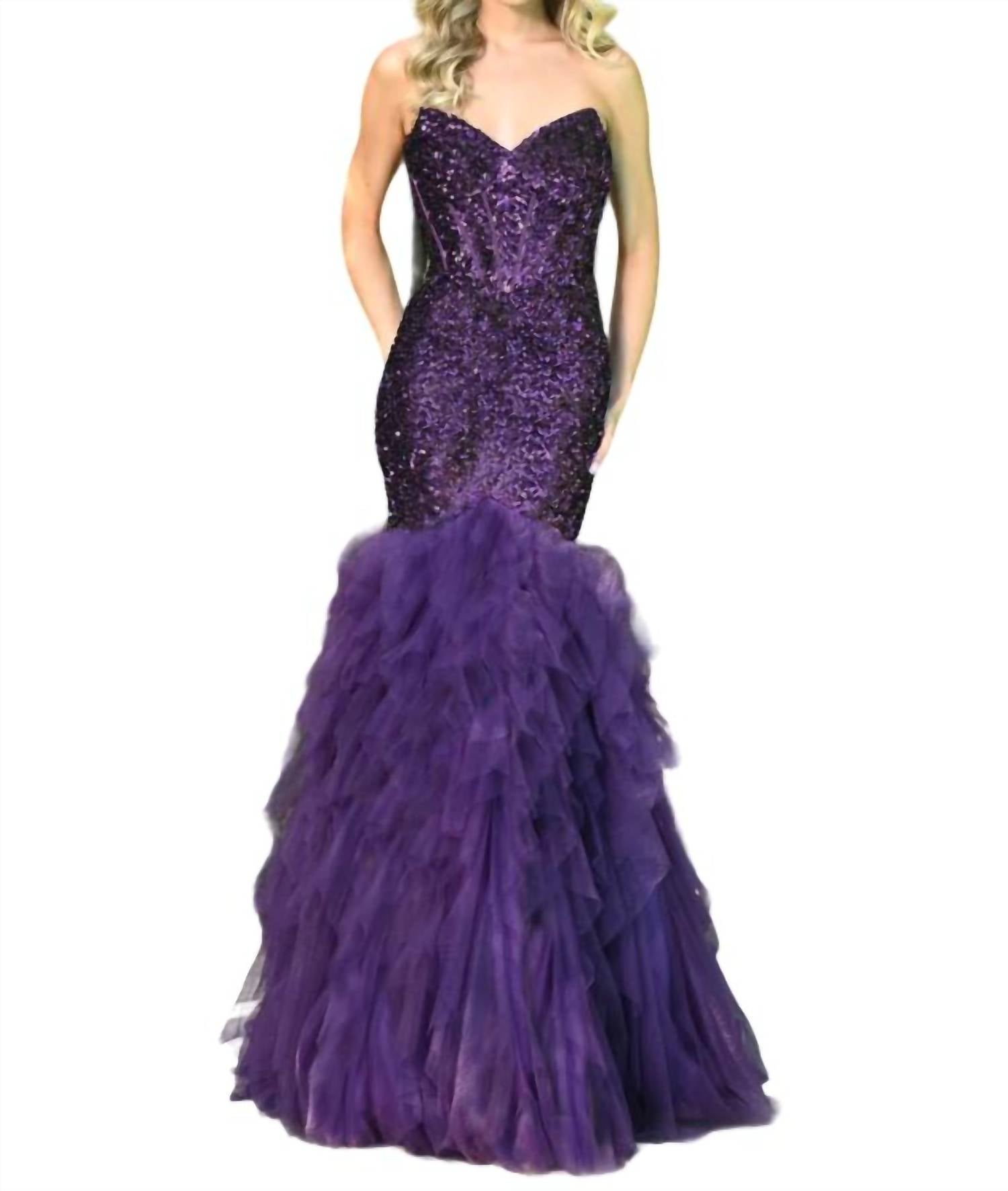 Pailletten Meerjungfrau Prom Kleid in lila