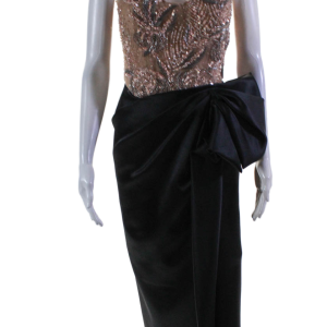 Marchesa Damen rosa schwarz Perlen Kappe Ärmel drapieren Detail Kleid – 7833591349308
