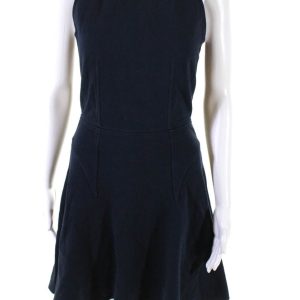 Givenchy Damen dunkel Marine Baumwolle Rundhalsausschnitt ärmellose Schicht Kleid – 7833601441852