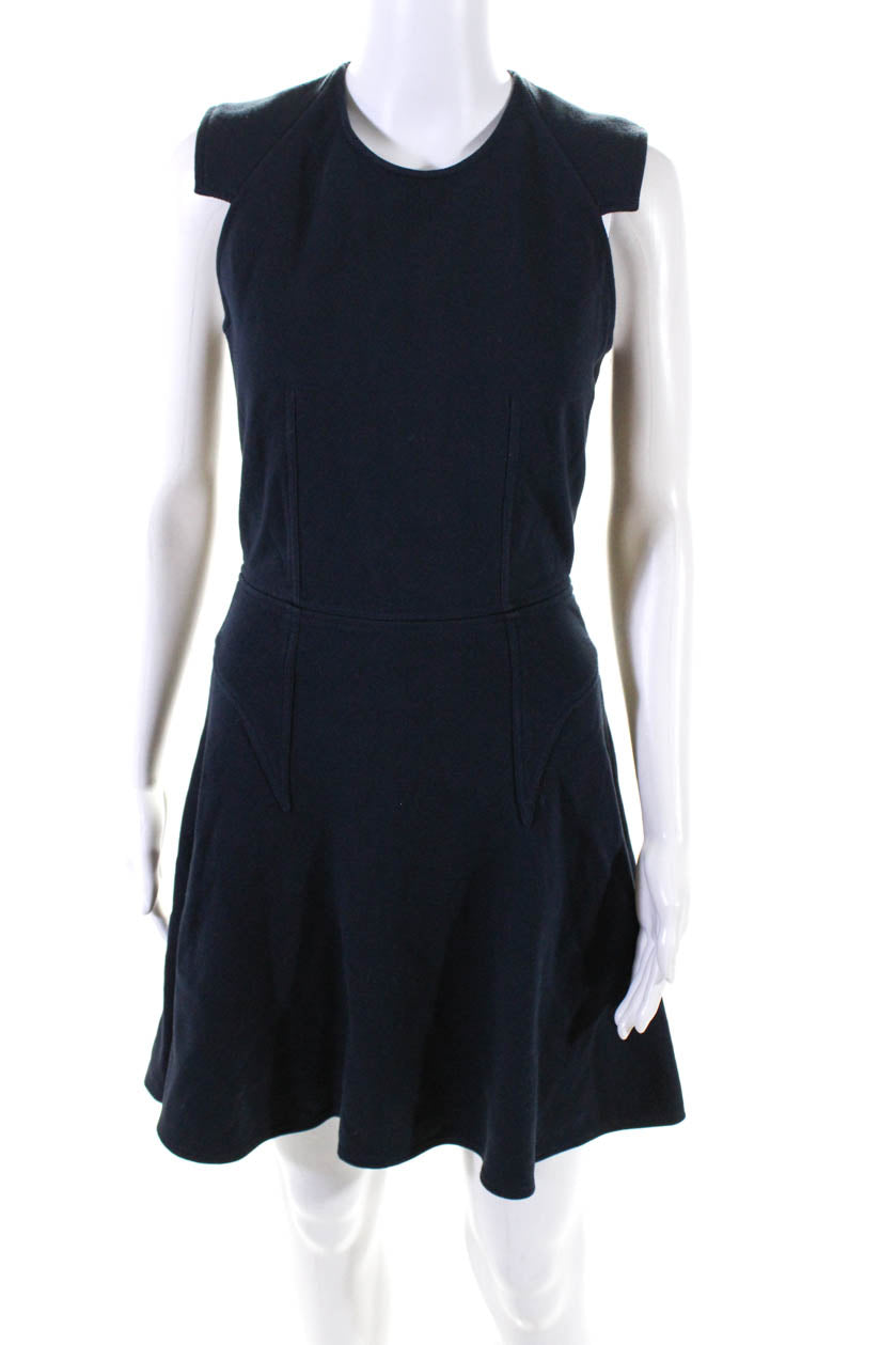 Givenchy Damen dunkel Dunkelblau Baumwolle Rundhalsausschnitt ärmelloses Shift Kleid