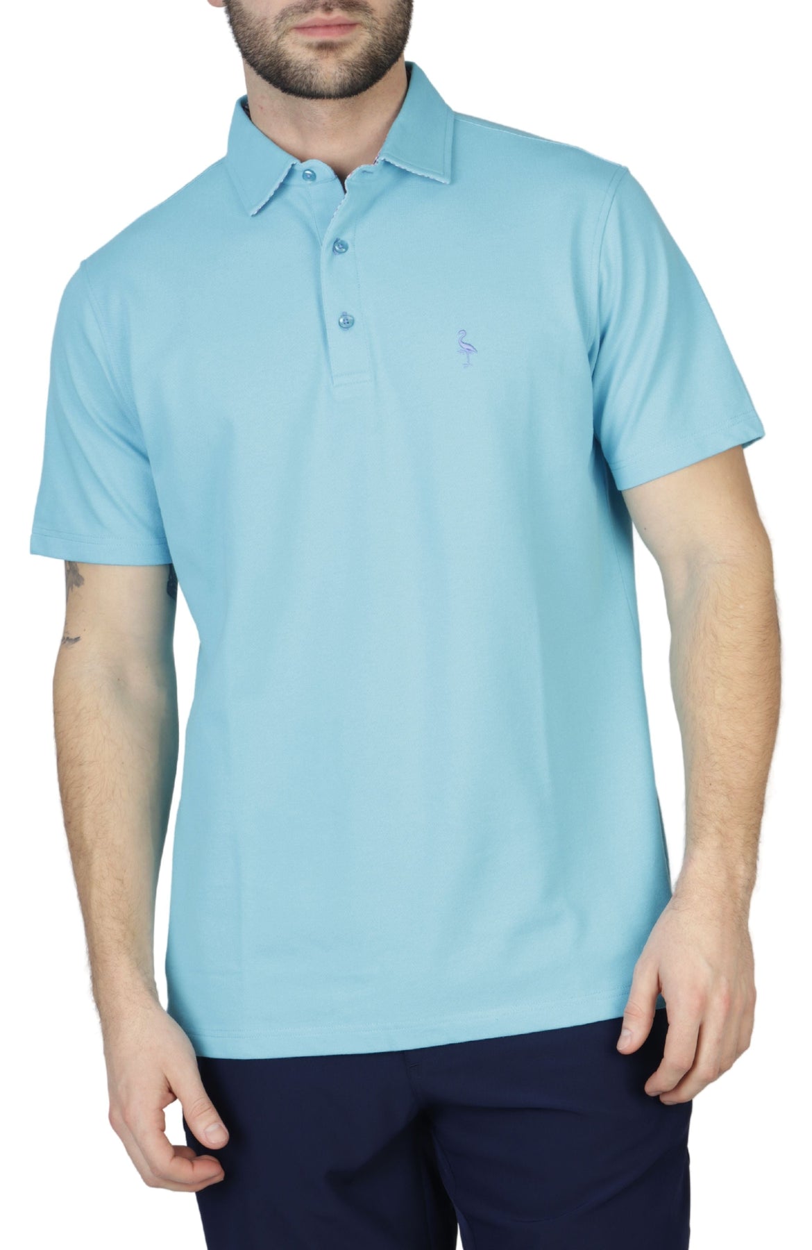 Klassischer Pique Polo mit Gingham Besatz