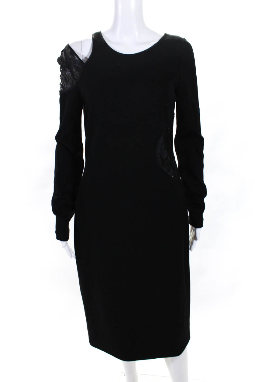 Jason Wu Damen Langarm Spitze Detail Kleid Schwarz