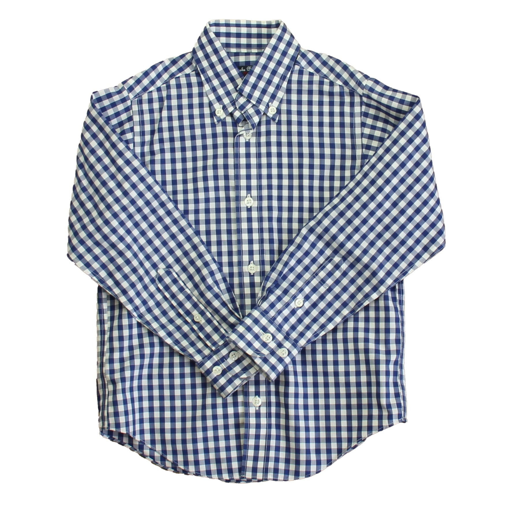 Brooks Brothers Jungen Blau – Weißer Knopf unten Langarm