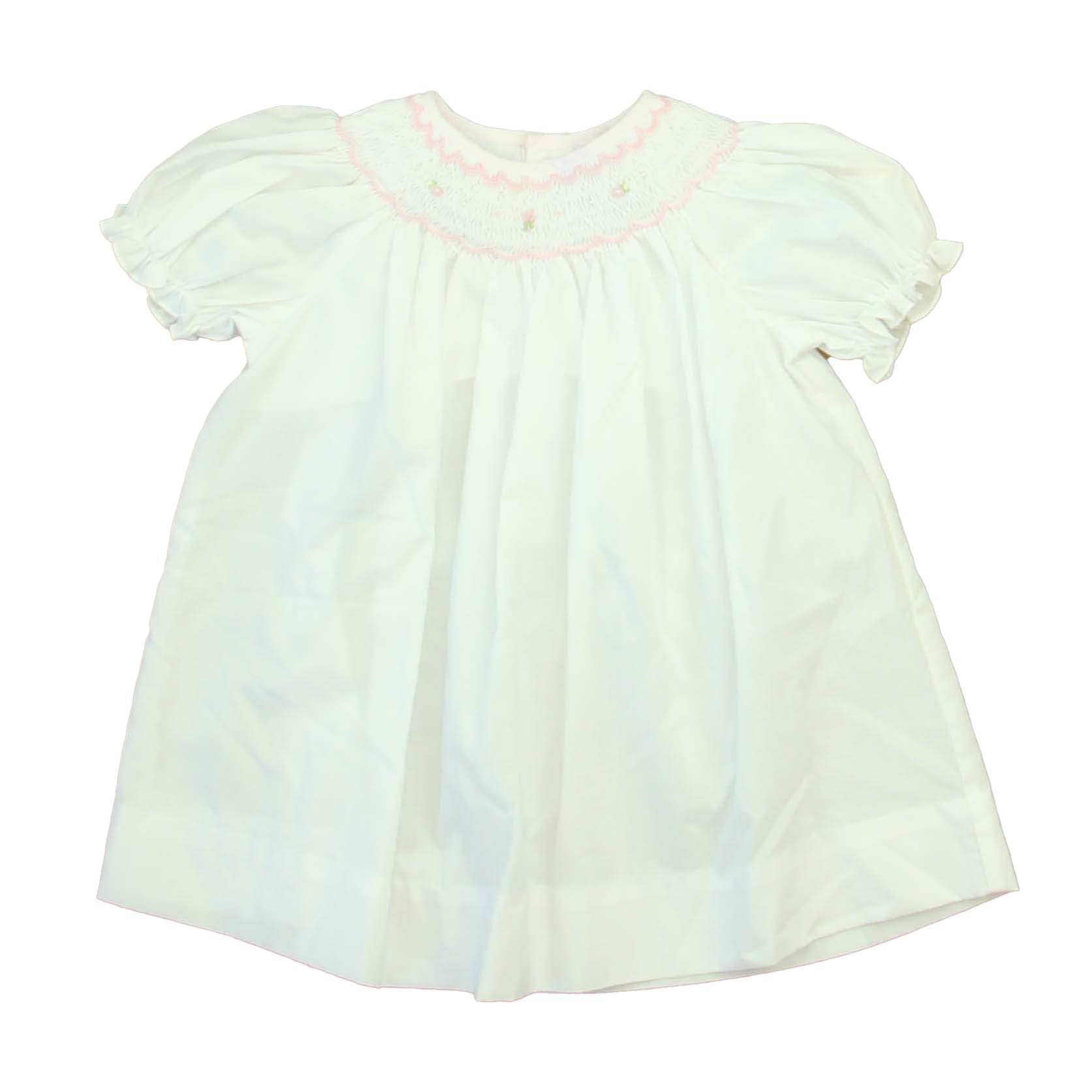 Petit Ami Mädchen Weiß – Rosa Smocked Kleid